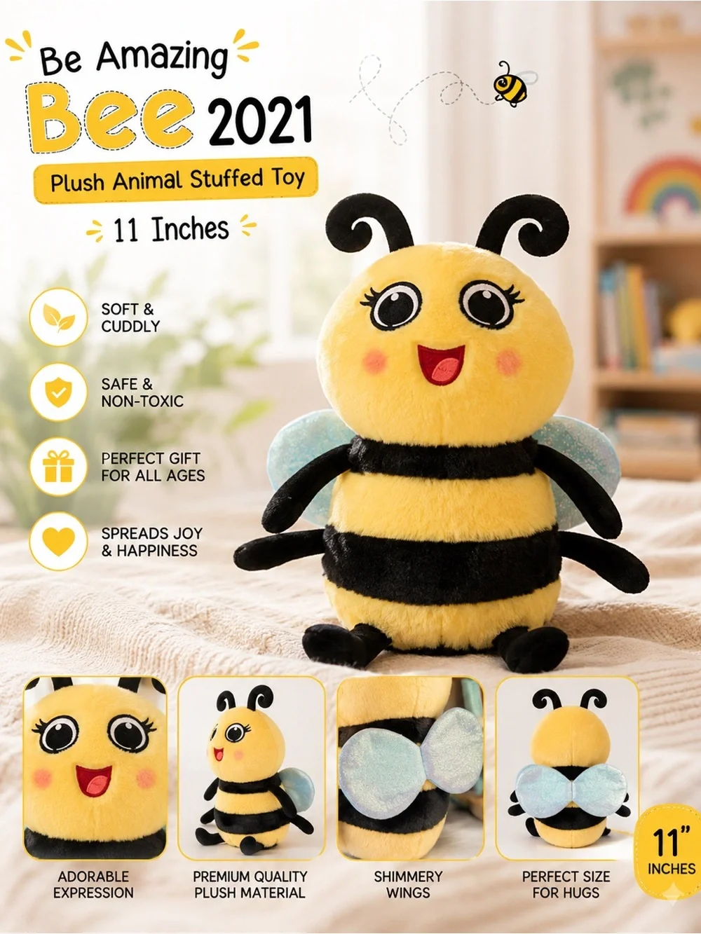🐝 Be Amazing Bee 2021 Plush Animal Stuffed Toy - 11 Inches 🌟